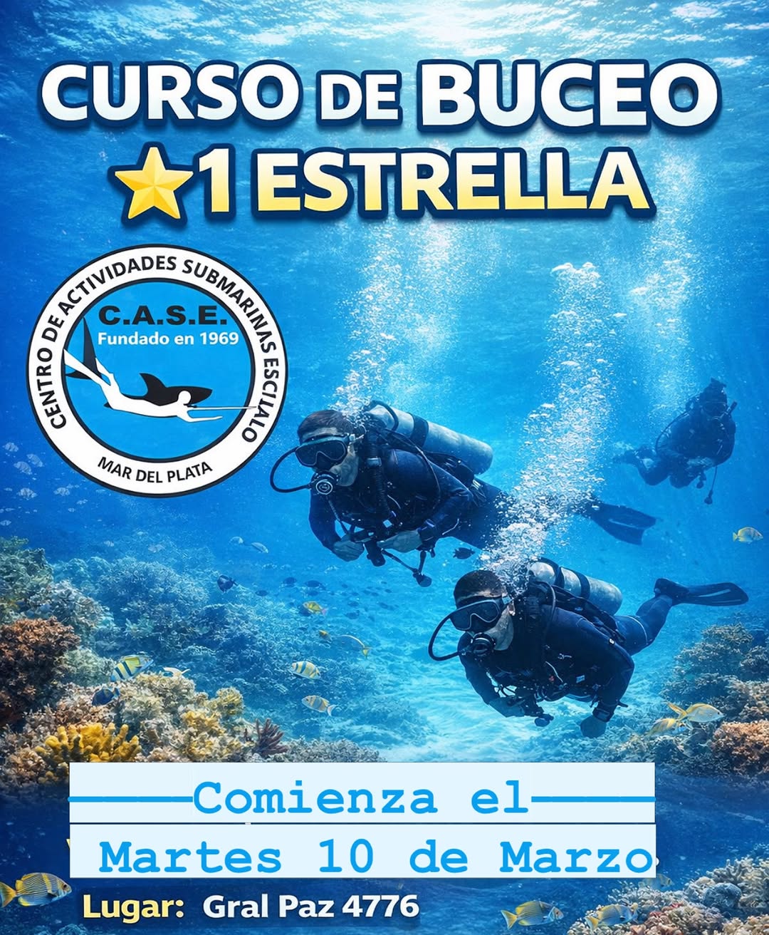 Curso de Buceo 1 Estrella - Comienza el 10 de Marzo 2026